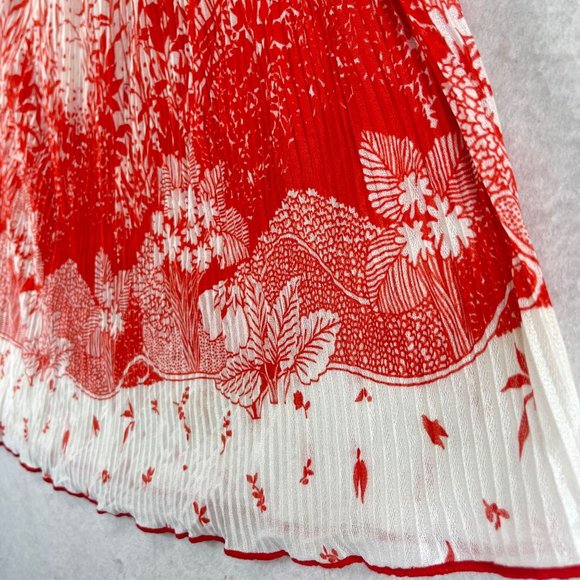 Vintage SUNNY SOUTH Womens 14 Red White Floral Flutter Sleeve Hawaiian Blouse - Picture 3 of 9